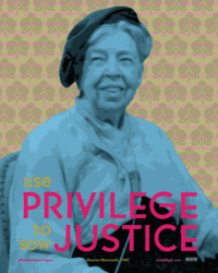 USE PRIVILEGE TO SOW JUSTICE for Eleanor Roosevelt, perSISTERS print in the Female Power Project <a href="https://www.ledablack.com/the-female-power-project/positive-protest-principles-posters/use-privilege-to-sow-justice/">read about it</a>