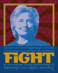 Fight for Hillary Clinton, perSISTERS print in the Female Power Project <a href="https://www.ledablack.com/the-female-power-project/positive-protest-principles-posters/hillary-clinton-fight/">read about it</a>
